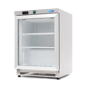   Fagyasztószekrény - 200L - Rozsdamentes Acél - Üvegajtóval