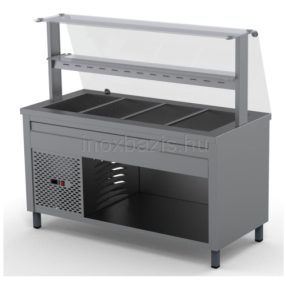   Hűtő pult 4xGN 1/1, egyenes üveges felépítmény, köztes üvegpolccal 1500MM