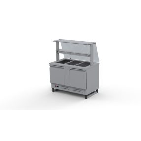   Hűtőpult 3xGN1/1 alsó hűtött tárolóval egyenes üveges felépítménnyel köztes üvegpolccal 1150 mm