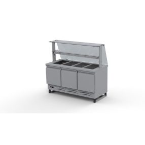   Hűtőpult 4xGN1/1 alsó hűtött tárolóval egyenes üveges felépítménnyel köztes üvegpolccal 1500 mm