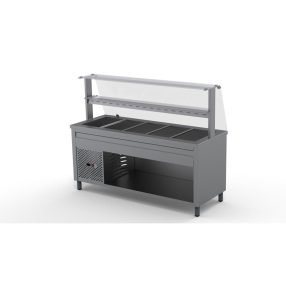   Hűtőpult 5xGN1/1 egyenes üveges felépítménnyel köztes üvegpolccal 1800 mm