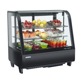   Bemutató hűtővitrin hajlított üvegű ledes világítással 100 liter fekete Ferrara-Cool