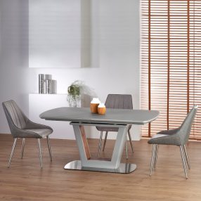   Bilotti Kihúzható Étkezőasztal Világos szürke matt - Dió 160-200cm