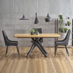   Derrick Bővíthető Étkezőasztal 160-200cm Natúr tölgy - Fekete