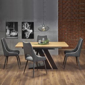   Ferguson Bővíthető Étkezőasztal 160-220cm Natúr tölgy - Fekete