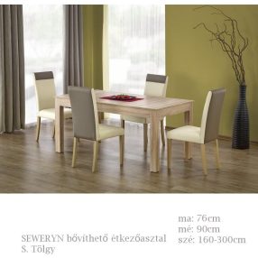   Seweryn Bővíthető Étkezőasztal Sonoma Tölgy Natúr Színben 160-300x90cm