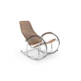 Ben műrattan borítású karfás, fémvázas hintaszék