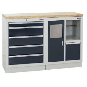 Munkapad 5 fiók, 1 takarítószer-tároló szekrény