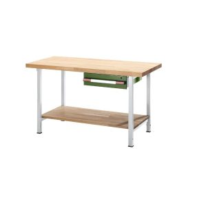   Állítható magasságú munkapad, zártszelvényes kivitel – eurokraft pro 1 fiók, 1 rakodópolc