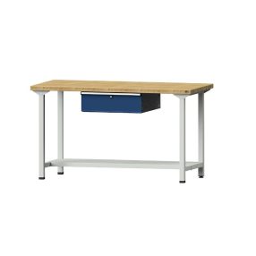   Munkapad zártszelvényes kivitelben – ANKE 1 fiók, 1 rakodópolc, szélesség 1500 mm