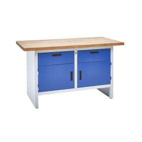   Zárt oldalú munkapad – eurokraft basic 2 fiók, 2 ajtó, szélesség 1500 mm