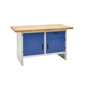   Zárt oldalú munkapad – eurokraft basic 1 fiók, 2 ajtó, szélesség 1500 mm