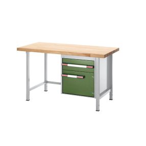   Állítható magasságú munkapad, zártszelvényes kivitel – eurokraft pro 1 fiók, 1 szárnyasajtó