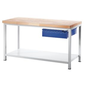   Munkapad zártszelvényes kivitelben – RAU 1 L-es méretű fiók, 1 acéllemez kivehető polc