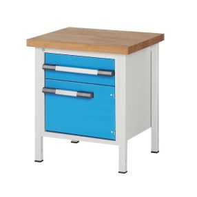   Munkapad zártszelvényes kivitelben – eurokraft pro 1 db 180 mm magas fiók, 1 db 360 mm magas ajtó