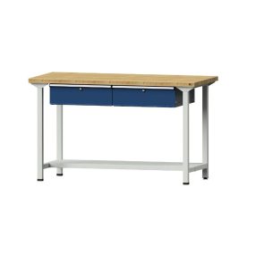   Munkapad zártszelvényes kivitelben – ANKE 2 fiók, 1 rakodópolc, szélesség 1500 mm