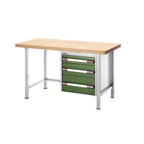   Állítható magasságú munkapad, zártszelvényes kivitel – eurokraft pro 3 fiók
