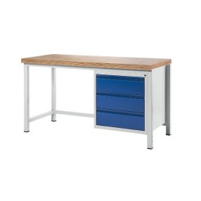   Munkapad zártszelvényes kivitelben – RAU 3 fiók, munkalap szélessége 1500 mm