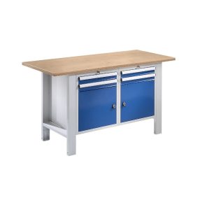   Elemes rendszerű munkapad – eurokraft basic lapszélesség 1500 mm, 4 fiók, 2 ajtó