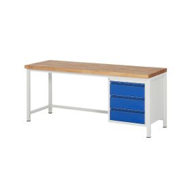   Munkapad zártszelvényes kivitelben – RAU 3 fiók, munkalap szélessége 2000 mm