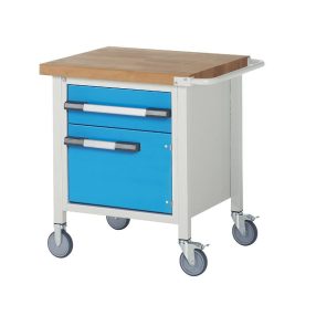   Mobil munkapad, zártszelvényes kivitel – eurokraft pro 1 fiók, 1 ajtó, polc