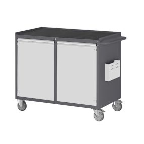   Kompakt munkapadok, mobil – RAU 2 ajtó, fém tárolófelület gumiborítással