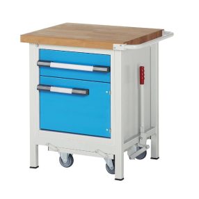   Mobil és leengedhető munkapad, zártszelvényes kivitel – eurokraft pro 1 fiók, 1 ajtó, polc