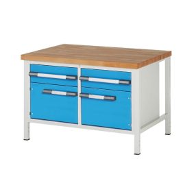   Munkapad zártszelvényes kivitelben – eurokraft pro 2 db 180 mm magas fiók, 2 db 360 mm magas ajtó