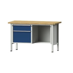  Munkapad zártszelvényes kivitelben – ANKE 2 fiók, ½ rakodópolc, magasság 890 mm