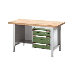   Állítható magasságú munkapad, zártszelvényes kivitel – eurokraft pro 3 fiók, 1 rakodópolc