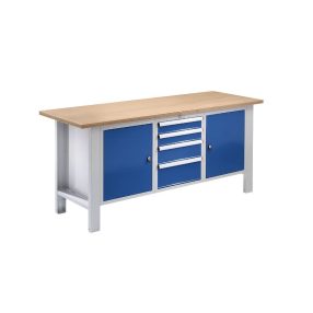   Elemes rendszerű munkapad – eurokraft basic lapszélesség 1850 mm, 4 fiók, 2 ajtó