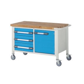   Mobil munkapad, zártszelvényes kivitel – eurokraft pro 3 fiók, 1 ajtó