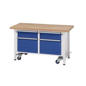   Kompakt munkapad, mobil – ANKE mobil, 2 fiókkal és 2 szekrénnyel