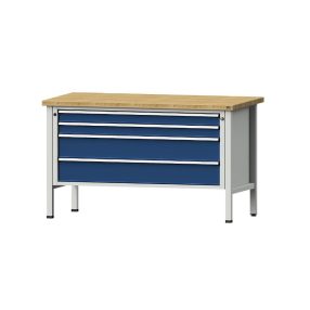   1500 mm széles munkapad, zártszelvényes kivitelben – ANKE 4 db fiók: 2 x 90, 2 x 180 mm