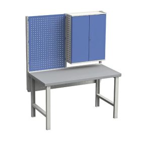   Elemes rendszerű munkapad – Treston 1 perforált lemezzel és szerszámszekrénnyel
