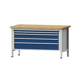   Munkapad XL/XXL méretű fiókokkal, zártszelvényes kivitel – ANKE szélessége 1500 mm, 5 fiók