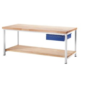   Munkapad zártszelvényes kivitelben – RAU 1 L-es méretű fiók, 1 tömör bükk kivehető polc