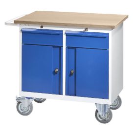   Kompakt munkapad, mobil – eurokraft pro 2 fiókkal, 2 ajtóval