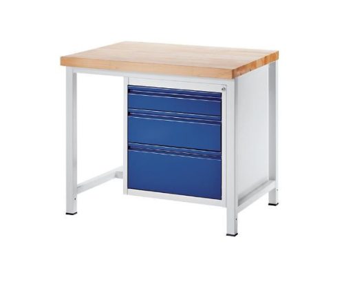 Munkapad zártszelvényes kivitelben – RAU 3 L-es méretű fiók, egyenként 1 x 120/180/240 mm magas