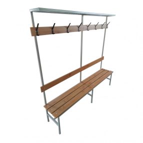   KÖRÖS öltözőpad háttámlás kalaptartós 1 oldalas 2500 mm